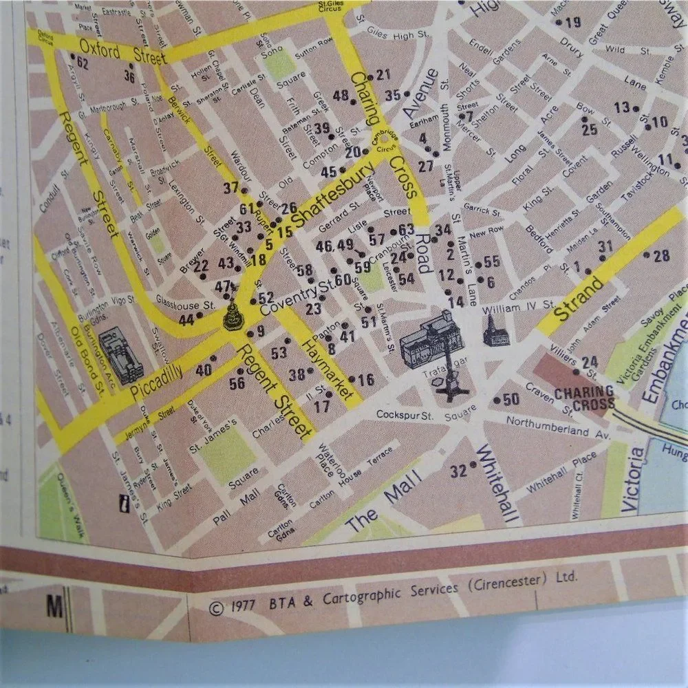 Fold Out London Map Vintage 1977 British Tourist Authority Publication